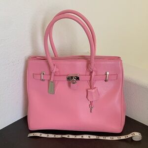 Vintage JASPER CONRAN Pink Leather Satchel with dust bag.